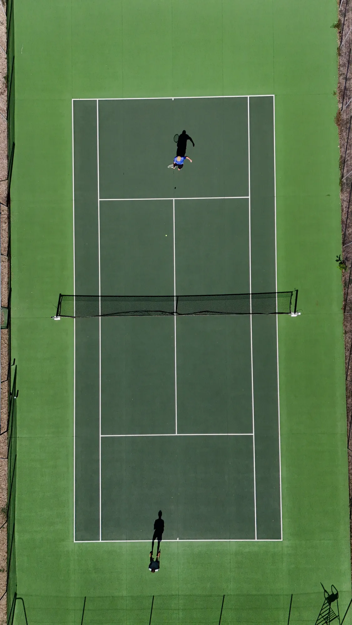 Court de tennis en vue zénithale